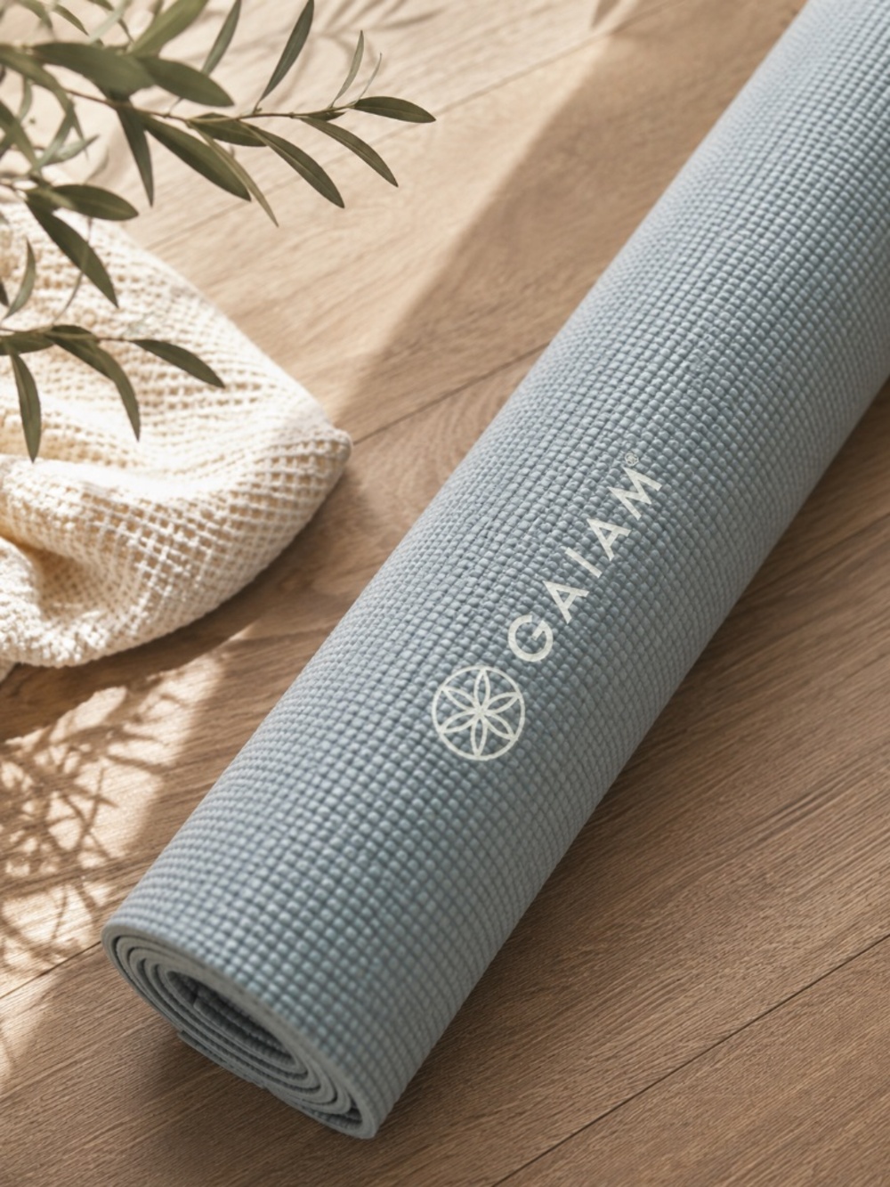 Gaiam Yoga Mat 6mm Blue Non-Slip Exercise Mat